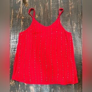 DEX ladies red beaded v neck cami